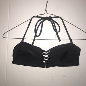 Black halter bathing suit top